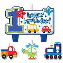 All Aboard Boys 1st Birthday Candles Cake Topper Decorations 4 Piece New - $7.95