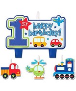 All Aboard Boys 1st Birthday Candles Cake Topper Decorations 4 Piece New - $148.93 MXN