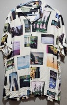 No Boundaries Button Up Shirt Mens 2XL Beige Graphics Car Dog Trees  Stained - £9.59 GBP