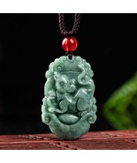 Zodiac Rat Craving Genuine Burma Jade Pendant Necklace - $548.97 MXN