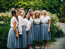 Gray Tea Length Tulle Skirt Outfit Bridesmaid Plus Size Tulle Midi Skirt image 1