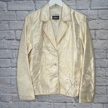 Vintage Yak Magik Silk Blazer Ivory Lace Beaded Sequins Size XL 3 button... - £39.62 GBP