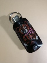 Genuine Leather Key Ring Disposable Lighter Holder Bear  Design on Brown New - £15.82 GBP