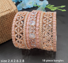 18k Rose Gold Filled Indian Bollywood Style Diamond Bangles Bridal Jewelry Set - £151.84 GBP