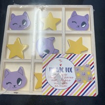 Wooden tic tac toe game Cats and Stars Three in a Row - £3.20 GBP
