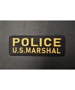 8.5" X 3" Embroidered Uniform POLICE U.S. MARSHAL  Placard Patch Black & Yellow - $12.16