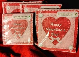 Green Style Napkins Happy Valentines Day 13&quot;X13&quot; 20 x3 &amp; 10&quot;x10&quot; 20 Ct 2 Ply New - £12.98 GBP