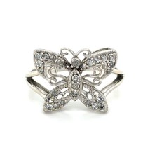 10k White Gold 1/4ctw Diamond Butterfly Ring 2.2g Size 7 - $465.50