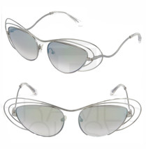 LINDA FARROW ERDEM Cat Eye Wire Silver Purple Green Mirrored EDM2 Sungla... - $162.61