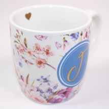 2 Girls Home Accessories Coffee Mug Letter J With Flowers Tea Cup Pink And Blue - £8.93 GBP