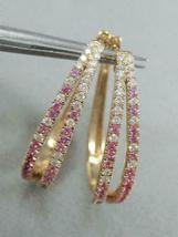 1.5CT Oval Round Cut Pink Sapphire Diamond 14k Rose Gold Over 2-Row Hoop Earring - £66.67 GBP