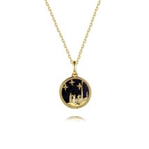 925 Silver Vintage Starry Sky Castle Blue Sandstone Necklace - £45.61 GBP