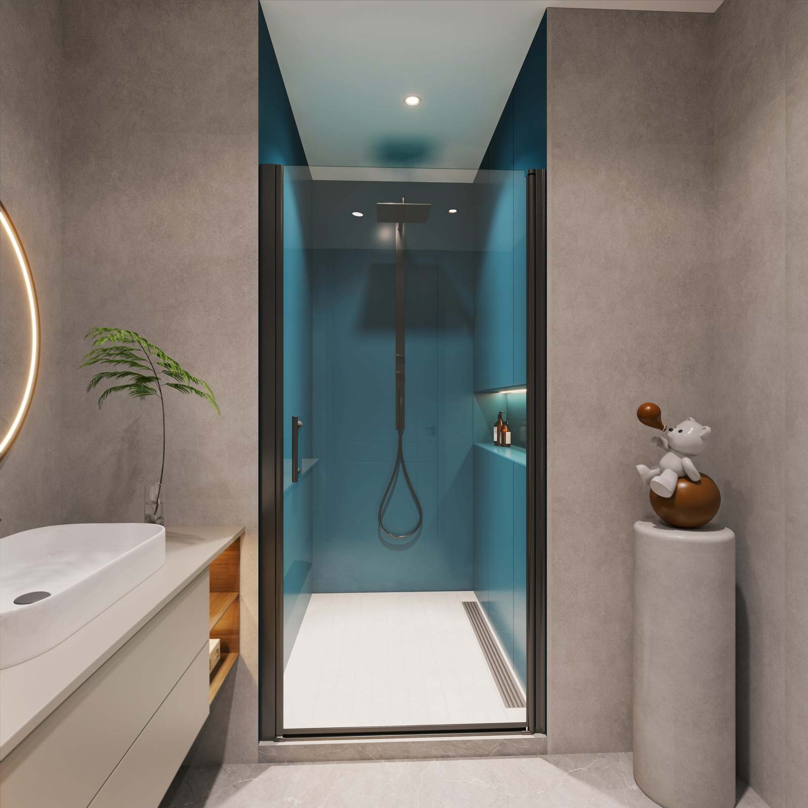 1-3/8&quot; Pivot Shower Door: 3072 Matte Black - $328.99