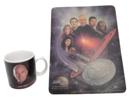 Vintage 1993 Star Trek The Next Generation Mouse Pad + Coffee Mug Picard Geordi - $25.00