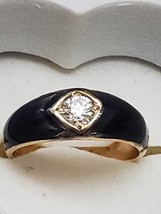 Antique 18K Yellow Gold .50ct VS/F Old European Cut Diamond Blue Enamel Ring - £1,834.52 GBP