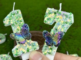 Butterfly Birthday Candle, Sparkle Party Decor, Sparkly Number Cake Topper - £11.77 GBP