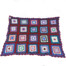 Handmade Australia 36x28&quot; Granny Square Crochet Knit Afghan Throw Lap Blanket - £27.06 GBP