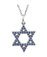14K Yellow Gold or 14K White Gold Sapphire Star of David Pendant w/Chain - £520.83 GBP
