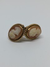 Vintage GF Gold Filled Pink Cameo Twist On Earrings - £27.57 GBP