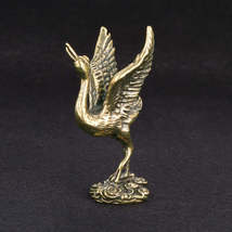 Antique Made Old Solid Brass Crane Decoration Study - $22.70