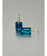 14k Azul Turmalina Pendientes,Rectángulo Pendiente,Octubre Nacimiento - £34.20 GBP