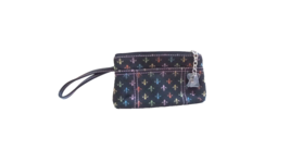 Nine West Wristlet Black Patterned Charms Heart Shoe Purse Zipper Close - £15.41 GBP