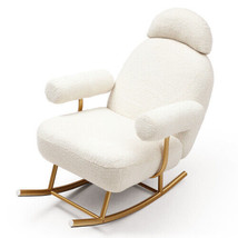 Accent Upholstered Rocker Glider Chair for Baby and Kids - Beige - £206.74 GBP