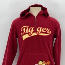 Disney Womens Tigger Red 1/4 Zip Hooded Front Pocket Pullover Size Medium - £42.21 GBP