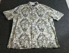 Nat Nast Men&#39;s Size XL Abstract Fleur de Lis 100% Linen Short Sleeve Shirt - £23.40 GBP