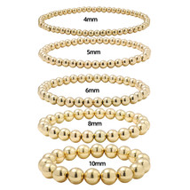 6MM 8MM 10MM Gold Color Beads Bracelet for Women Trendy Statement Big Round Bead - £10.38 GBP