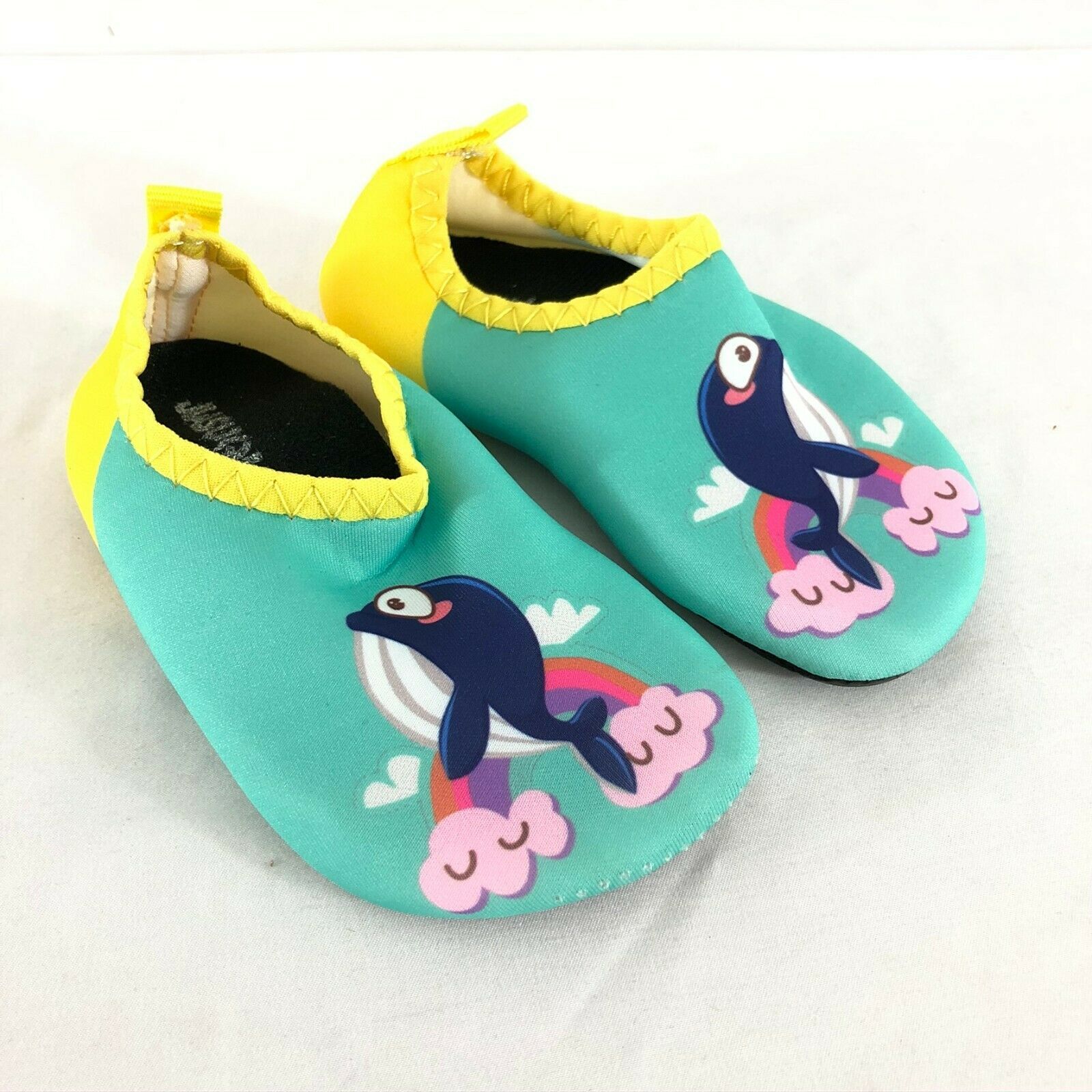 Toddler Girl Water Shoes Slip On Fabric Lightweight Dolphin Green 21/22 US 5-6 - $9.74