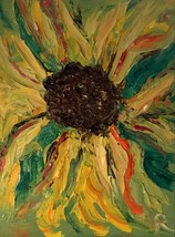 Sunflower textured impasto oil painting on canvas board,wall art. - £46.98 GBP