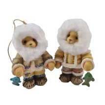  Enesco Cherished Teddies 534161 Eskimos With Fish Vintage Hanging Ornaments - £6.26 GBP