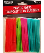 MINI-FORKS Appetizer-Party Picks Spears Plastic Multi-Colors, 3.5" (9 cm) 70 Ct/ - $3.46
