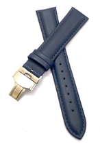 18mm 20mm 22mm 24mm Blue Watch Band Strap With Deployment Silver Buckle - £15.62 GBP