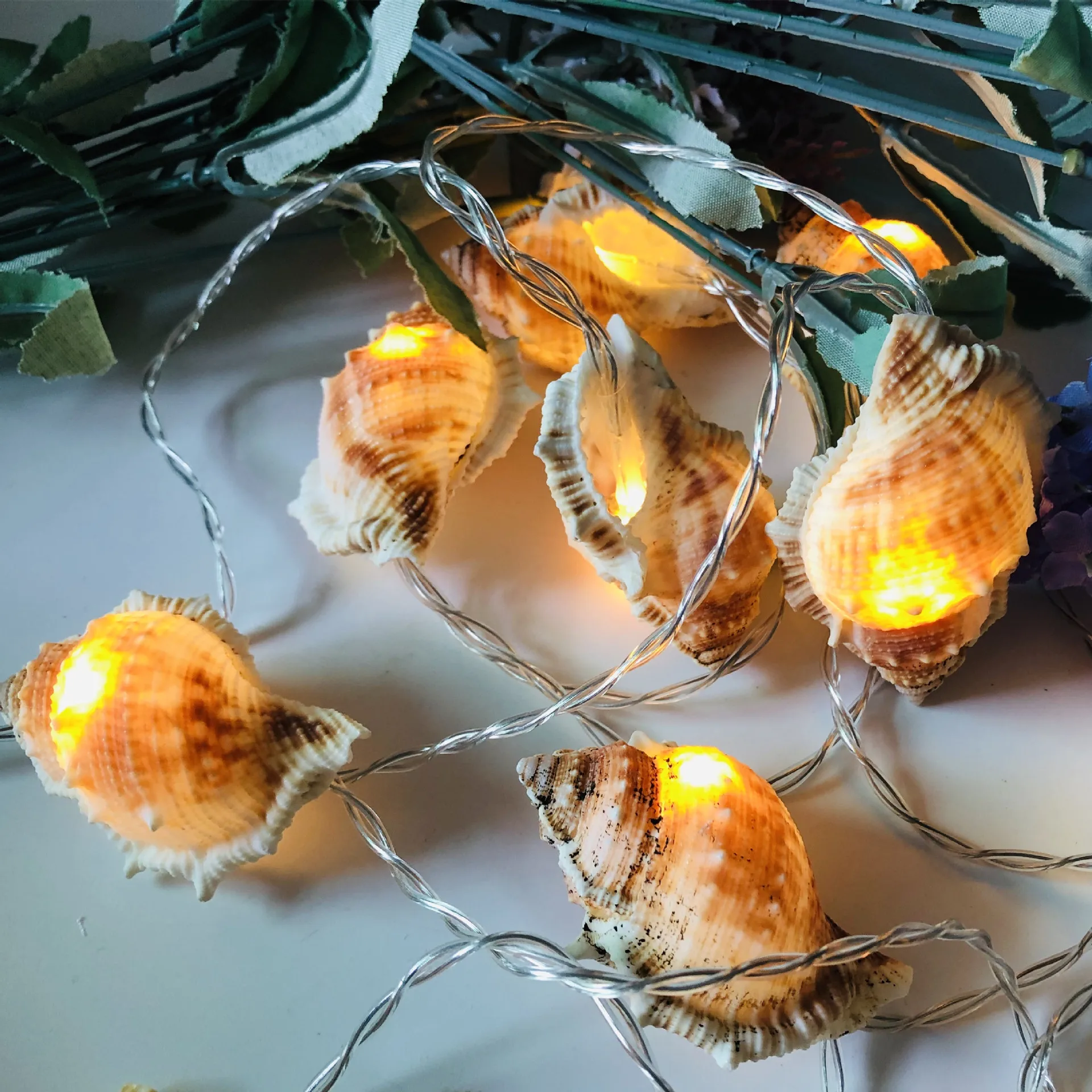 Sea Ocean Real Conch String Lights for Holiday Decoration Battery  Fairy Lights  - £138.42 GBP