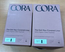 2 pk~Cora Organic Cotton Ultra Thin Panty Liners for Periods Regular Abs... - $26.63