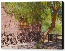 Calico Ghost Town Wagon Wheels Barbara Snyder Western Canvas Giclee 20x30 - £193.98 GBP
