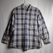 Carhartt Men&#39;s Blue Plaid Button-Down Long Sleeve Shirt Size 56 Chest - £16.61 GBP