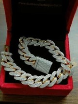 Men&#39;s Miami Cuban Link 8&quot; Bracelet Simulated Diamond 14k Yellow Gold Plated - £185.57 GBP
