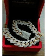 Men&#39;s Miami Cuban Link 8&quot; Bracelet Simulated Diamond 14k Yellow Gold Plated - $217.79