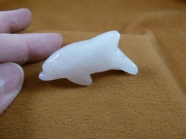 (Y-DOL-SW-552) Rose Quartz Dolphin Gemstone Stone Carving Porpoise Swim Figurine - £10.94 GBP