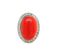 Authenticity Guarantee 
18k Gold and Platinum Genuine Natural Ox Blood Coral ... - £1,724.37 GBP