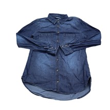 Merona Shirt Dress Womens S Long Sleeve Blue Denim Button Up Chest Pockets - £19.13 GBP