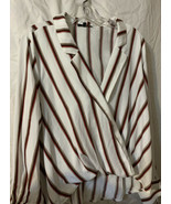 Blashe Stripes Shirt Top Blouse Womens Size 2Xl Faux Surplice - $316.24 MXN