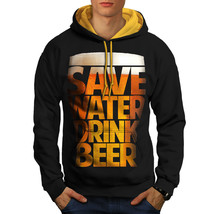 Wellcoda Save Water Drink Mens Contrast Hoodie, Beer Booze Casual Jumper - £31.45 GBP