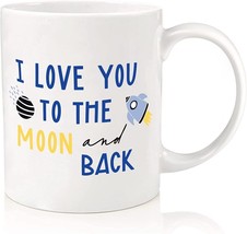 I Love You To The Moon &amp; Back Stars Design White 11 Ounce Ceramic Coffee Mug - £12.73 GBP