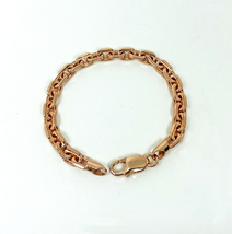 Pink Gold Plated Cable Angle Chain Bracelet 925 Sterling Silver, Unisex Bracelet - £115.08 GBP+
