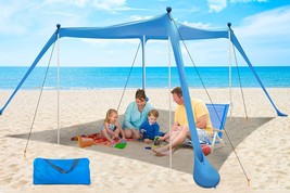 Beach Canopy Yengiam Beach Tent Pop Up Shade 11X11 Ft Portable Sun Shelter Extra - £72.68 GBP