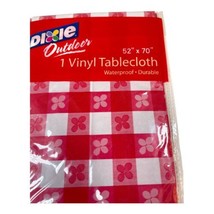VTG Dixie Outdoor Vinyl Picnic Tablecloth 52” X 70” Oblong Red Checkered... - £18.36 GBP